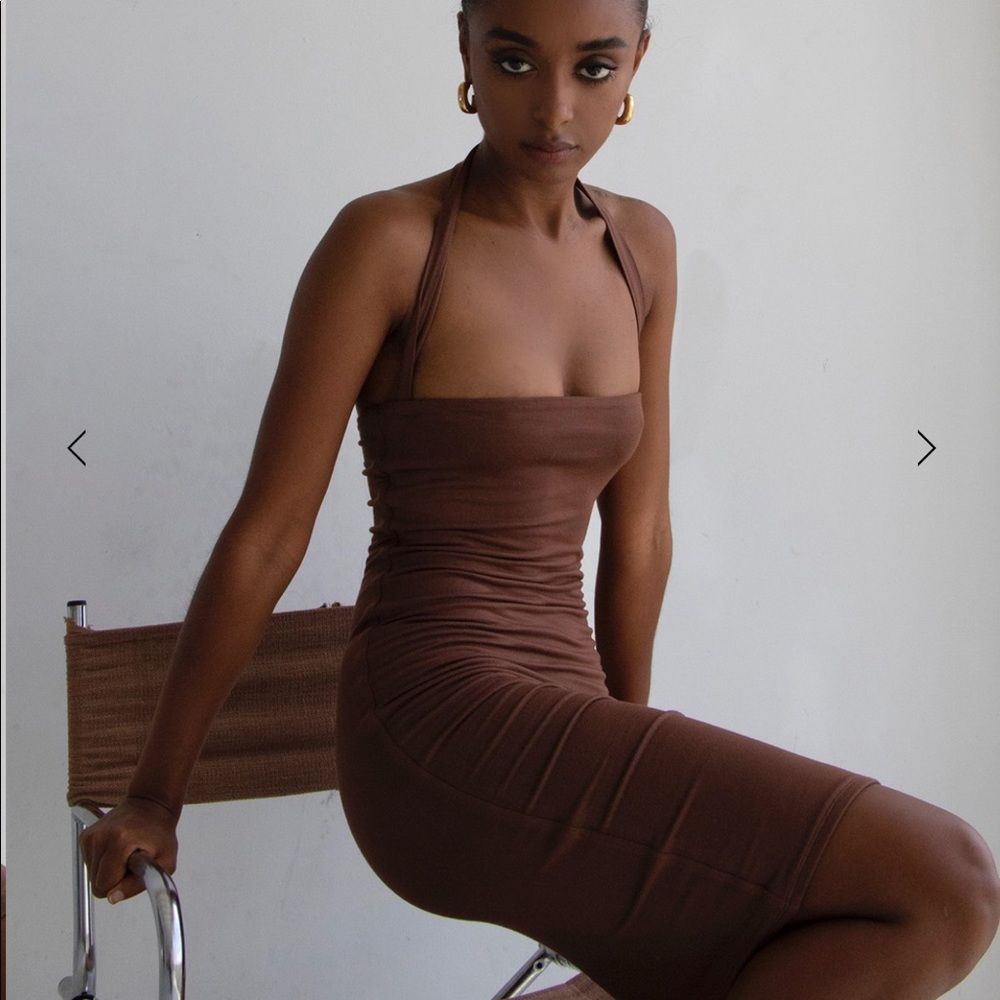ReOna or Re Ona Halter Neck Chocolate Dress